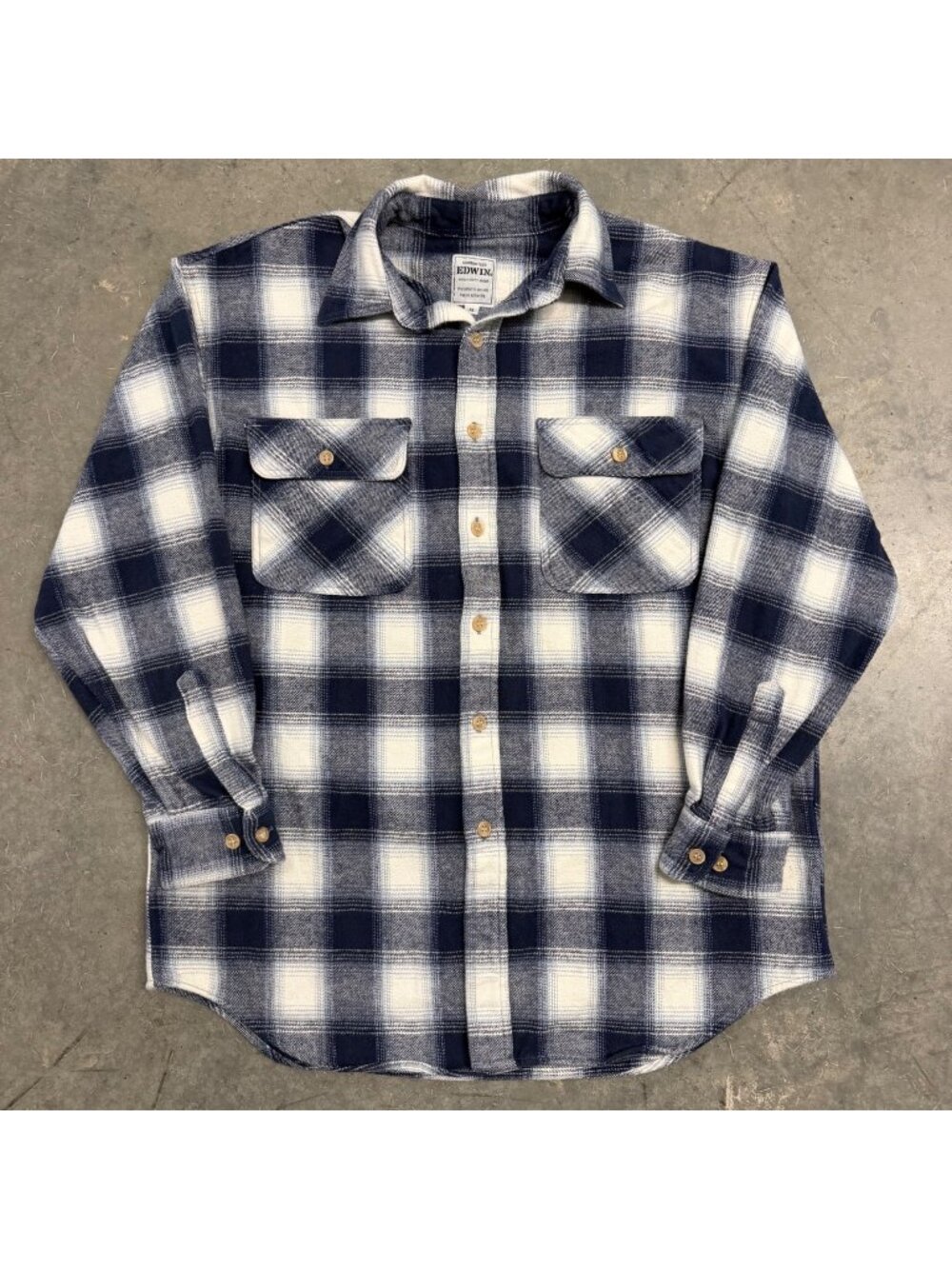 Vinatge Edwin Heavy-Duty Plaid Flannel Button-Up Shirt Mens Size M